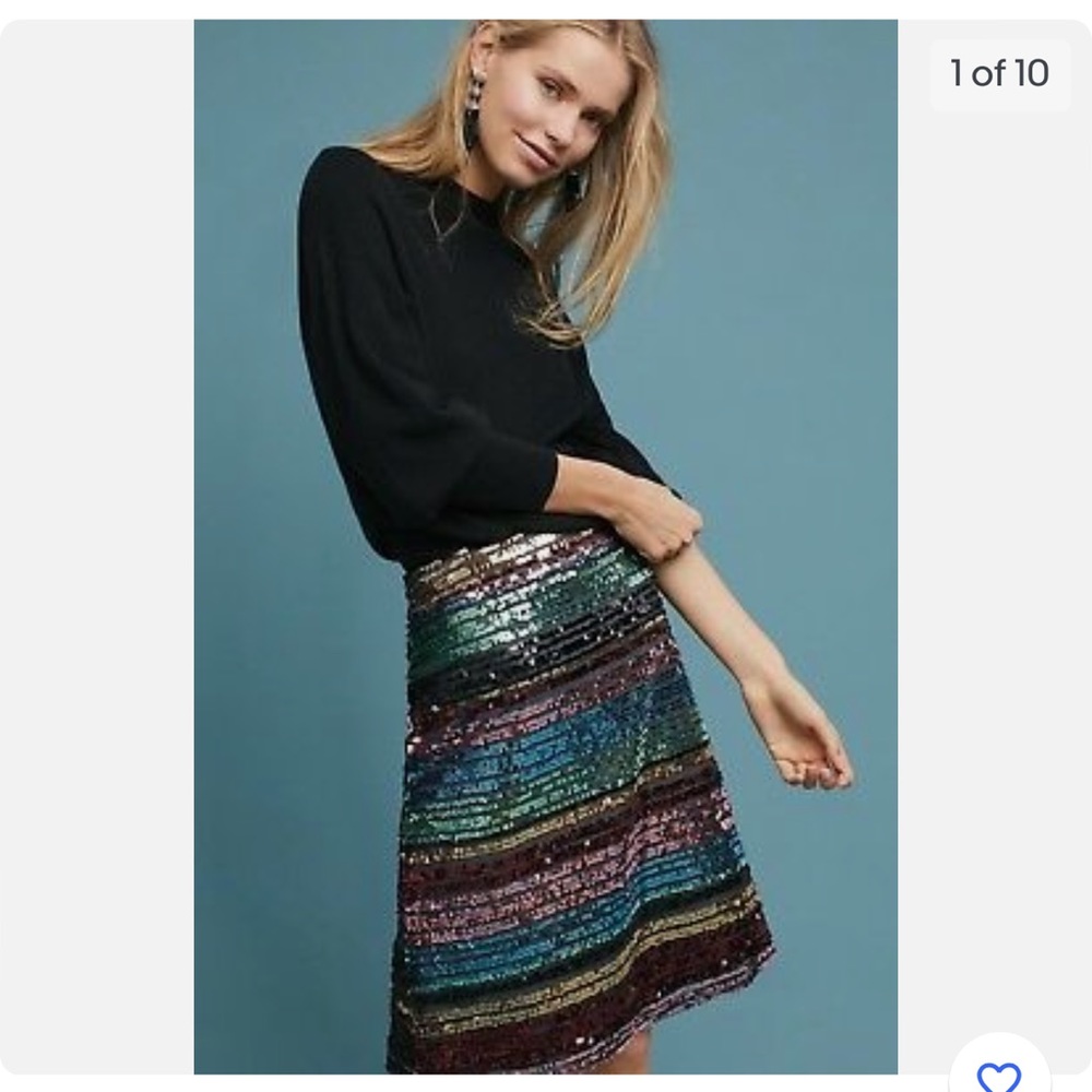 Anthropologie Moulinette Souers Sequined Soirée striped Skirt - Picture 9 of 9